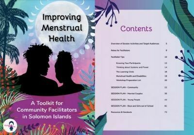The cover and contents of the Menstrual Health Guide